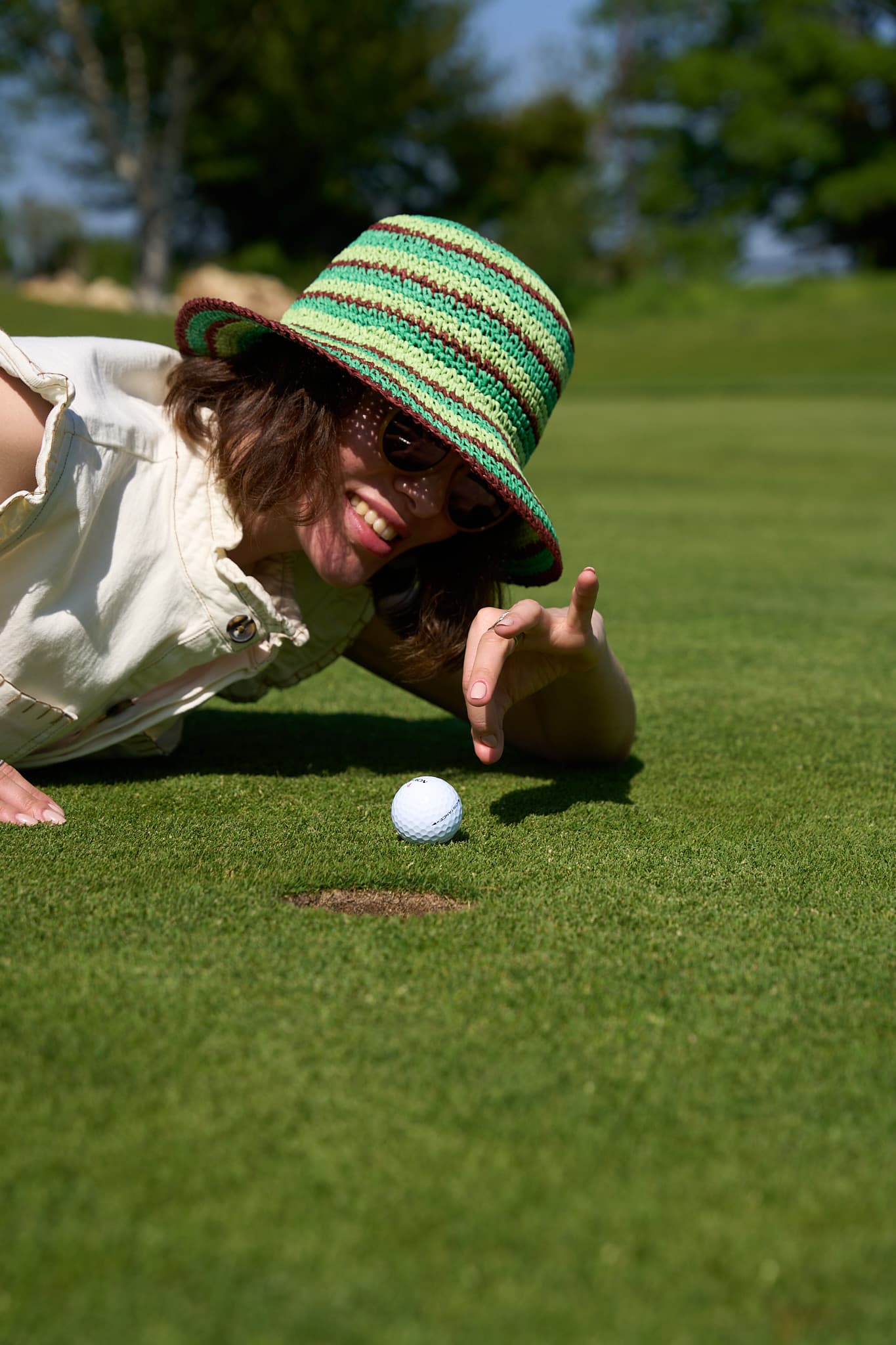 playing golf